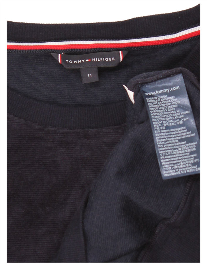 Tommy Hilfiger moletom masculino gráfico de veludo jumper médio azul marinho