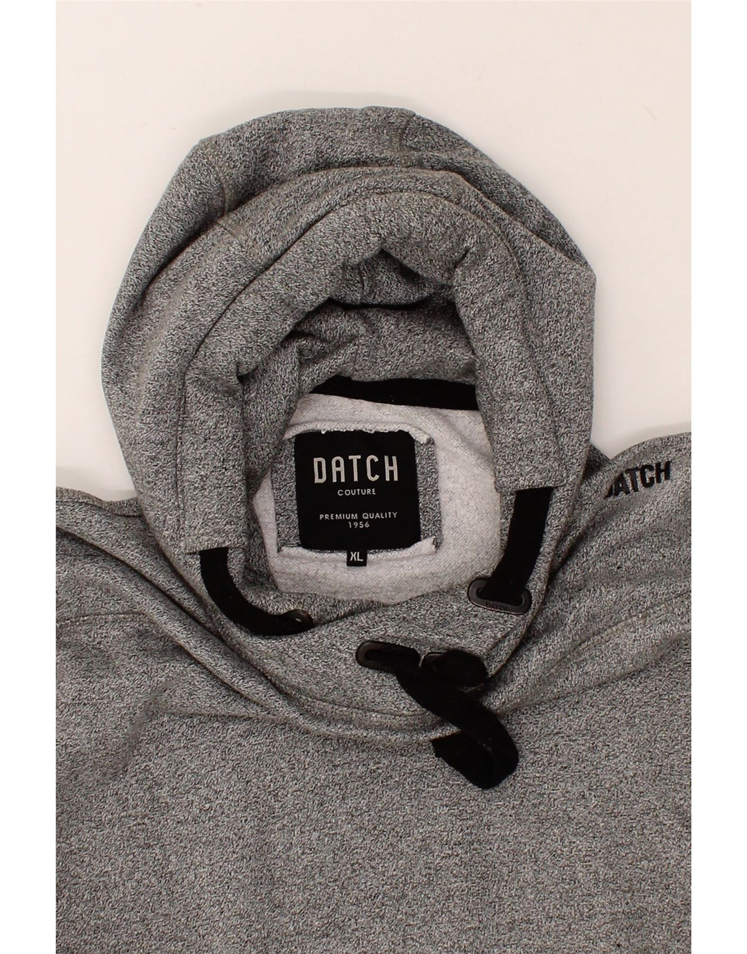 DATCH Womens Couture Hoodie Jumper UK 18 XL Grey Flecked Cotton Vintage Datch and Second-Hand Datch from Messina Hembry 
