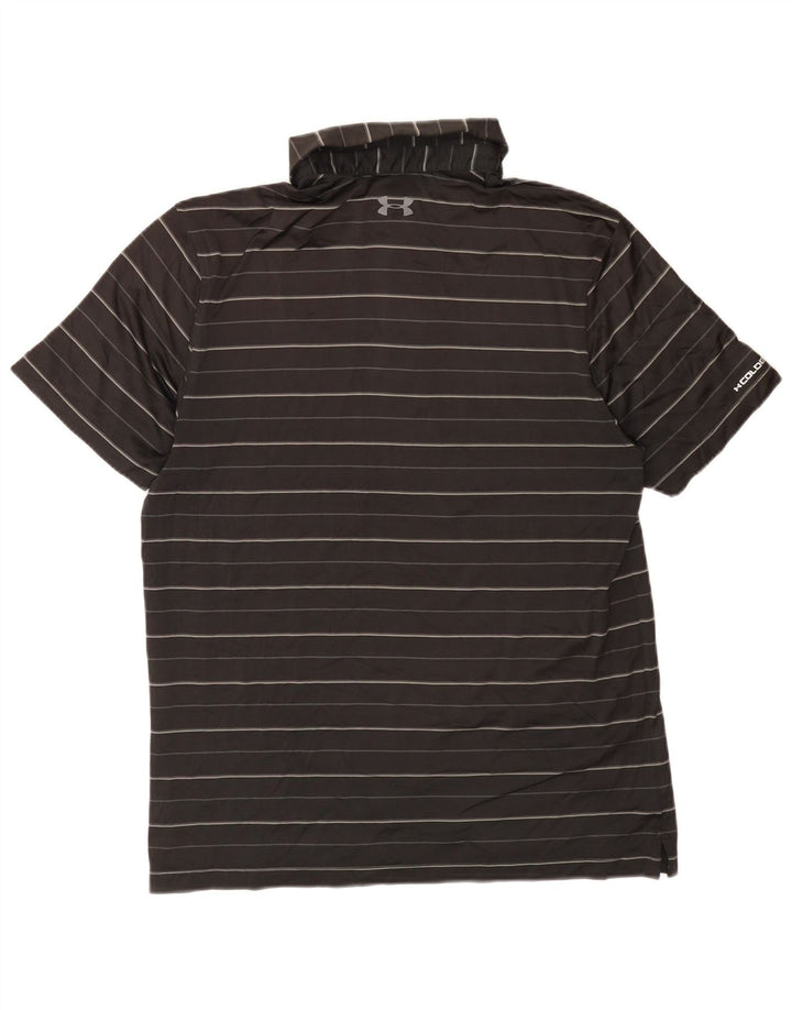 Camisa polo masculina Under Armour Heat Gear média preta listrada