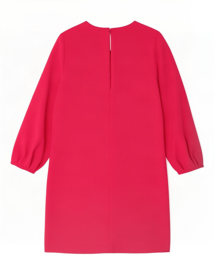Vestido feminino Zara manga 3/4 linha A UK 12 poliéster rosa médio