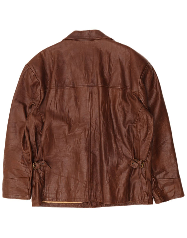 Jaqueta lendária 1957 masculina blazer de couro com 4 botões Reino Unido 40 grande marrom