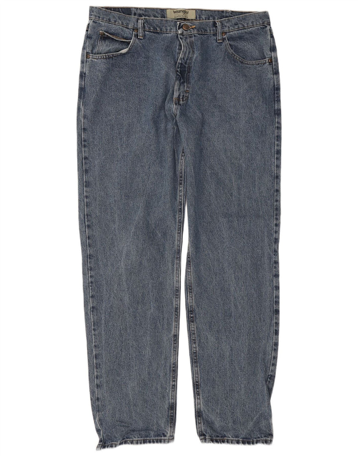 Wrangler Mens Straight Jeans W38 L34 Azul Algodão