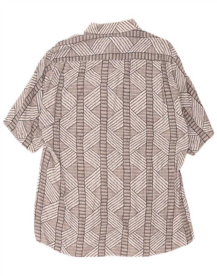 Camisa masculina vintage de manga curta XL cinza geométrica