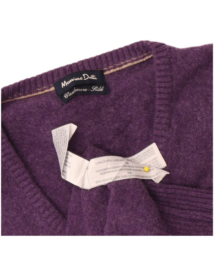 Suéter masculino Massimo Dutti com decote em V XL lã roxa