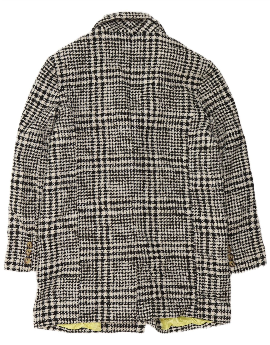 Casaco feminino Topshop com peito duplo UK 12 médio preto Houndstooth