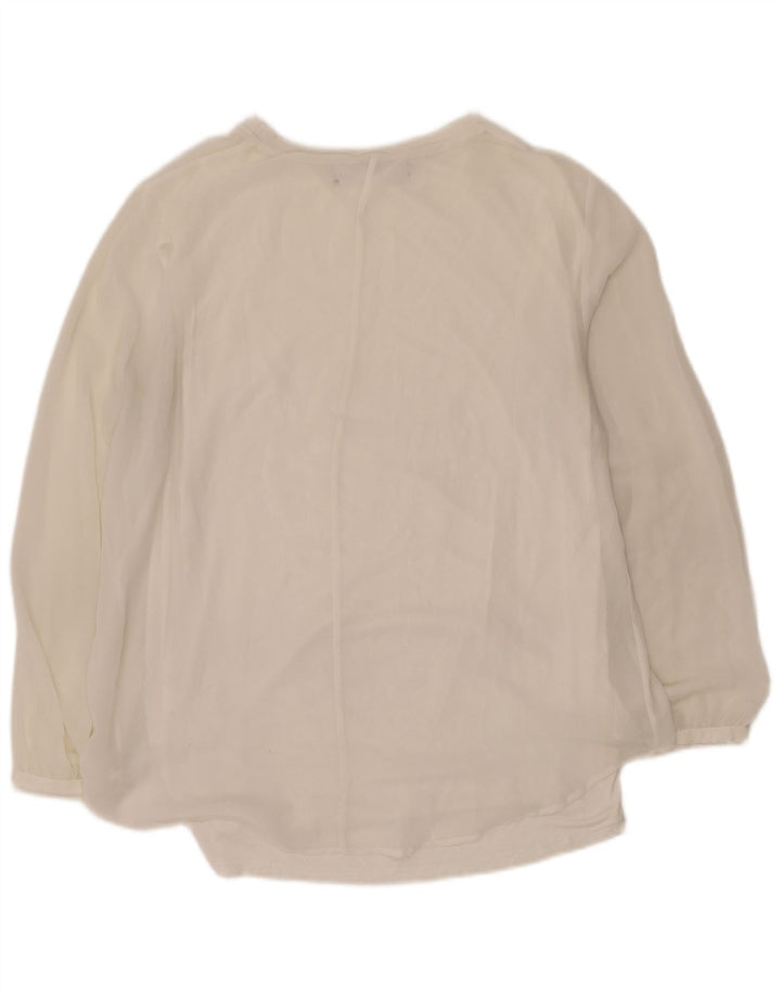 Blusa feminina transparente de manga comprida Zara UK 16 grande branca