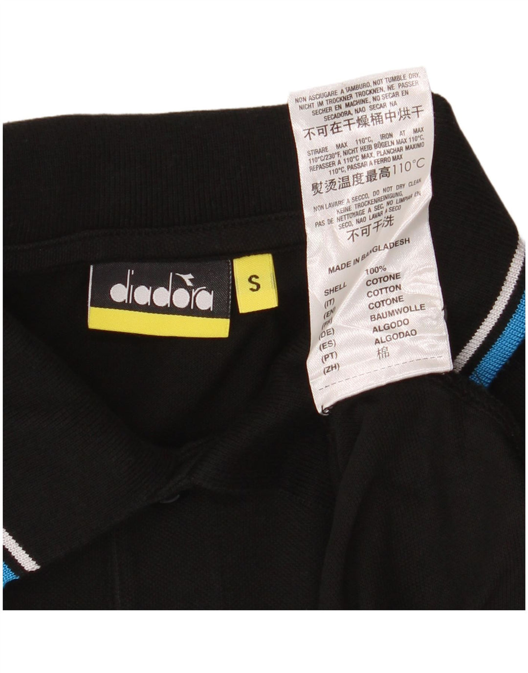 Camisa polo masculina Diadora pequena algodão preto