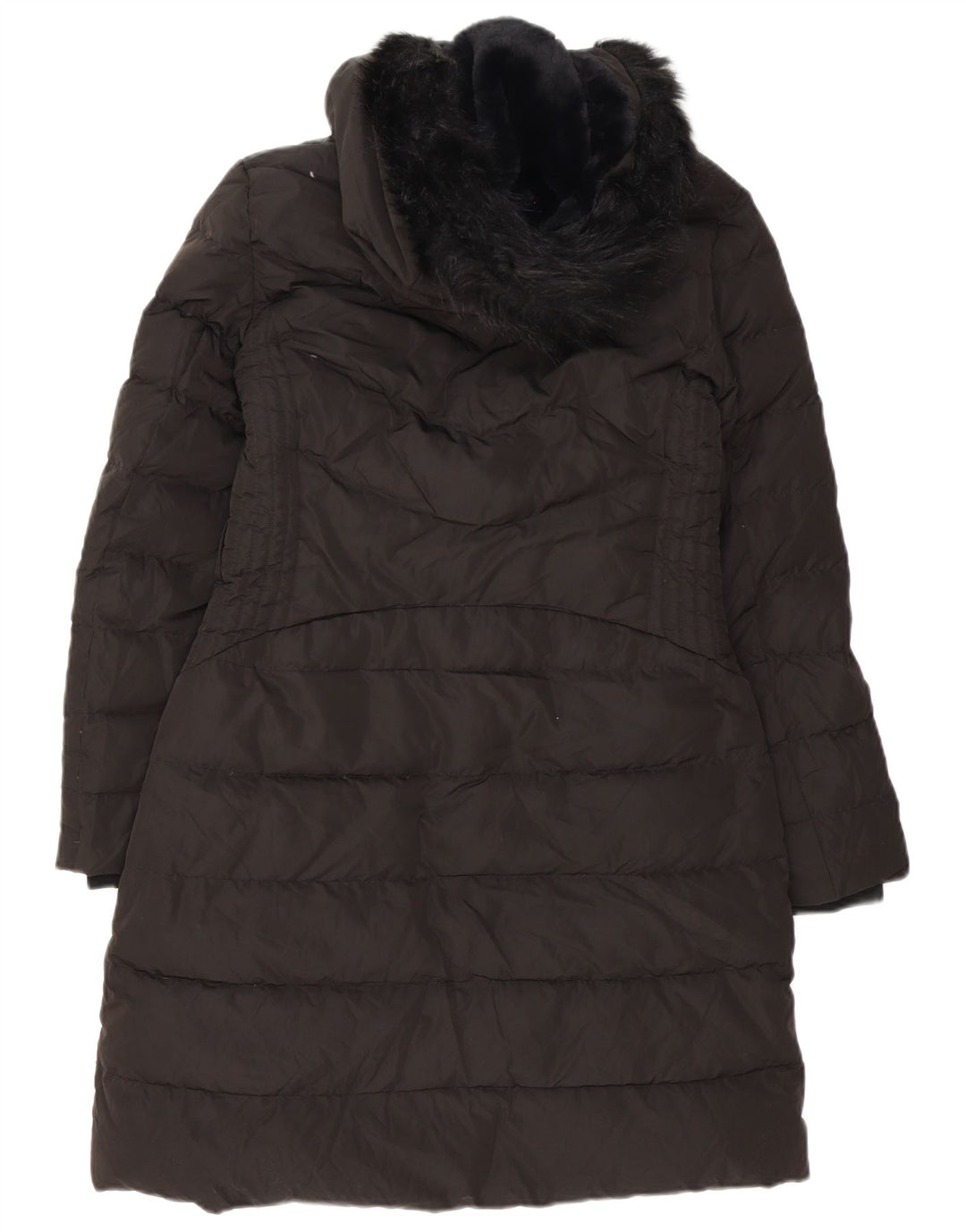 Casaco acolchoado com capuz feminino Zara UK 14 poliéster preto médio