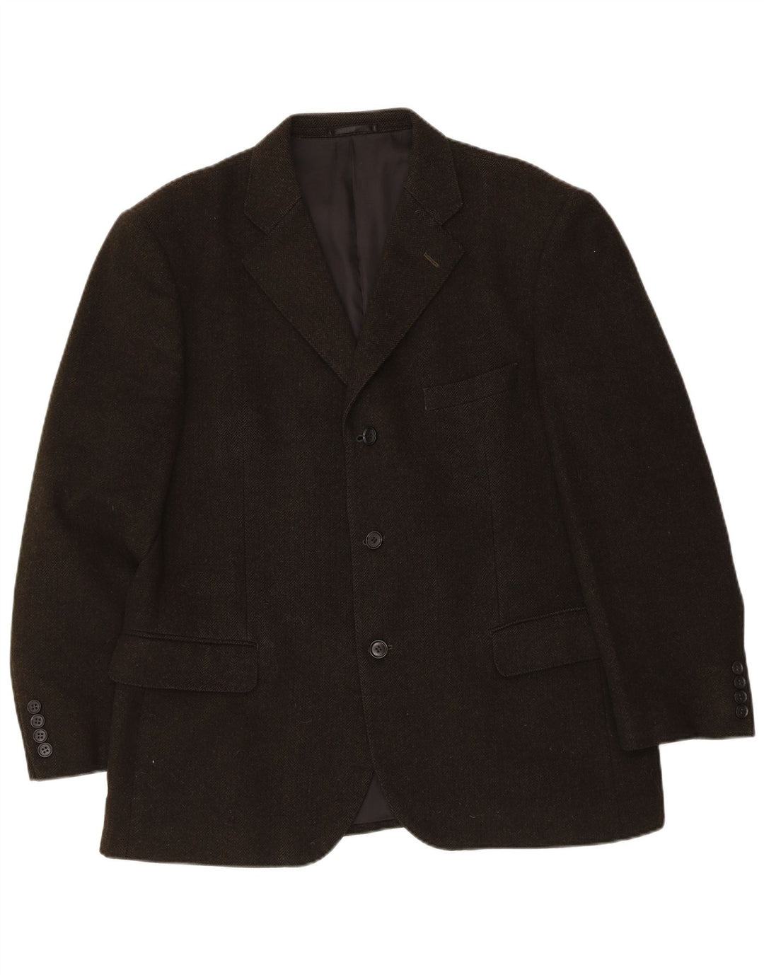 Jaqueta blazer masculina vintage com 3 botões IT 54 2XL cáqui espinha de peixe caxemira
