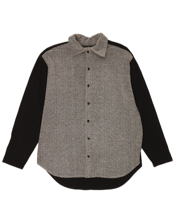 Camisa masculina vintage cinza médio colorblock acrílico