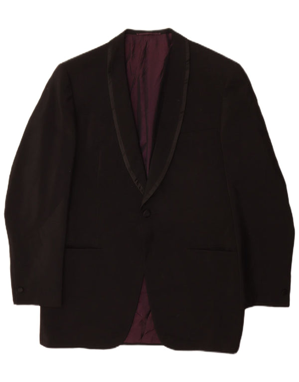 Jaqueta blazer masculina San Babila Milano com 1 botão Reino Unido 40 grande preta