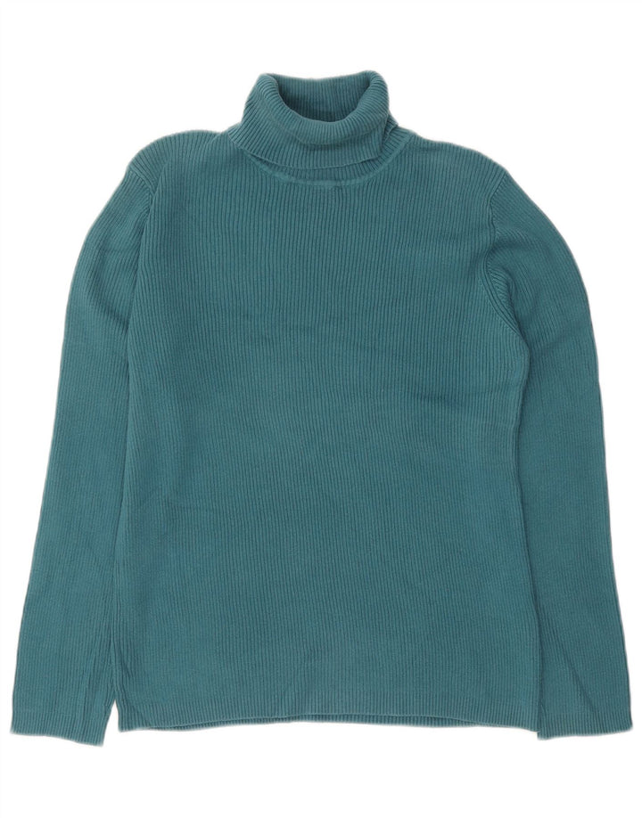 Suéter feminino ORVIS com gola redonda e algodão azul grande Reino Unido 16