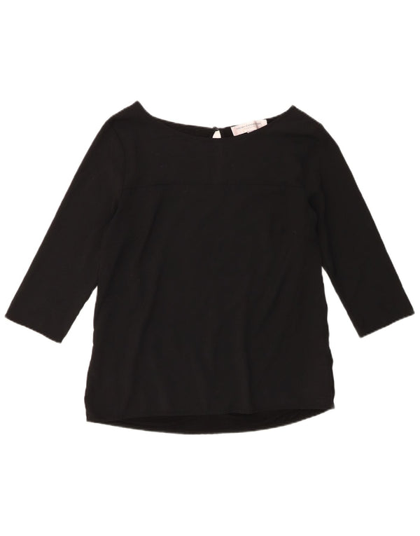 Blusa feminina manga 3/4 French Connection UK 12 poliéster preto médio