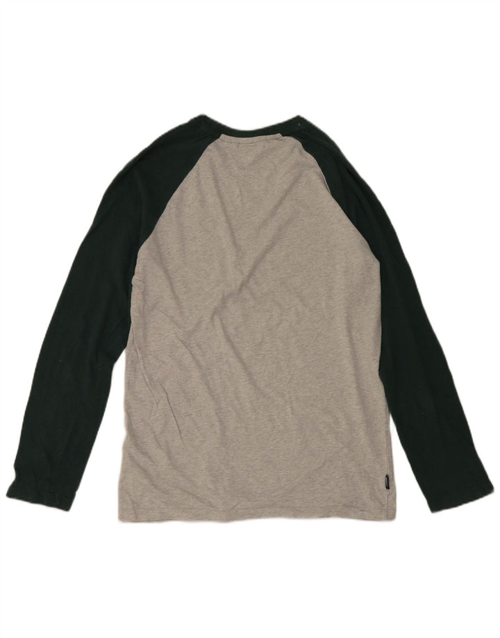 Top masculino Superdry manga comprida cinza médio algodão colorblock
