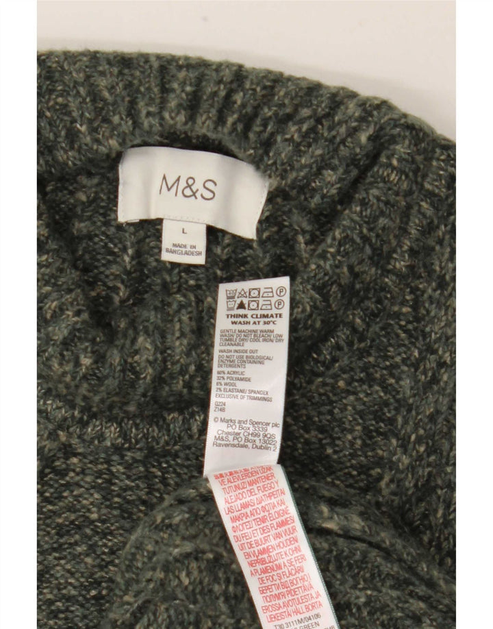Suéter masculino Marks & Spencer com gola tartaruga grande acrílico cáqui
