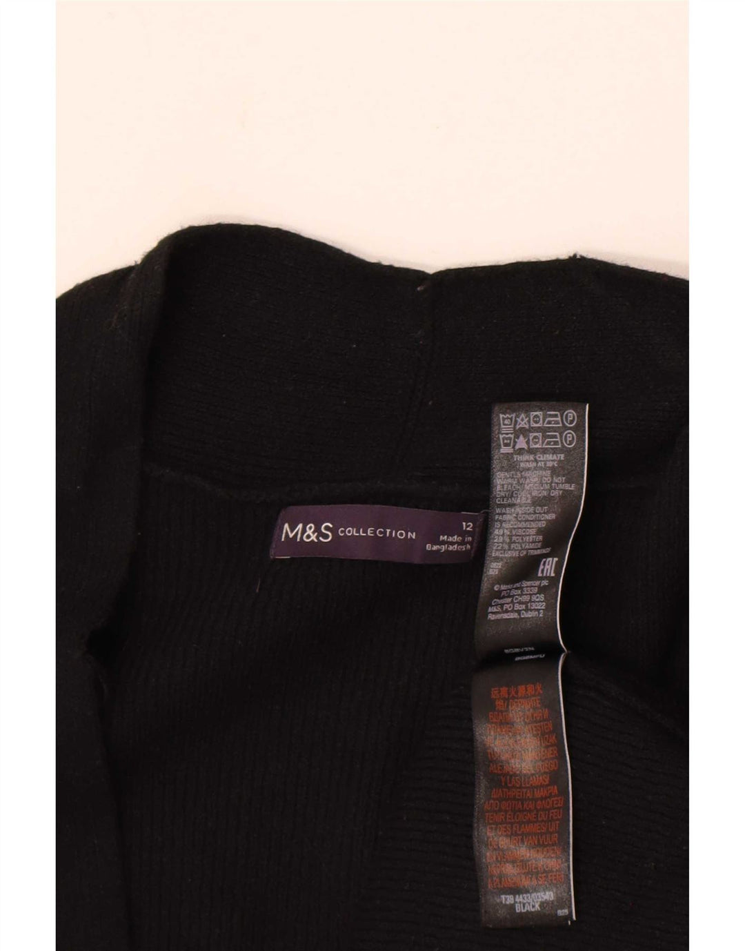 Marks & Spencer Suéter feminino Longline Open Cardigan Reino Unido 12 Médio Preto