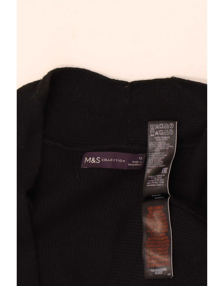 Marks & Spencer Suéter feminino Longline Open Cardigan Reino Unido 12 Médio Preto