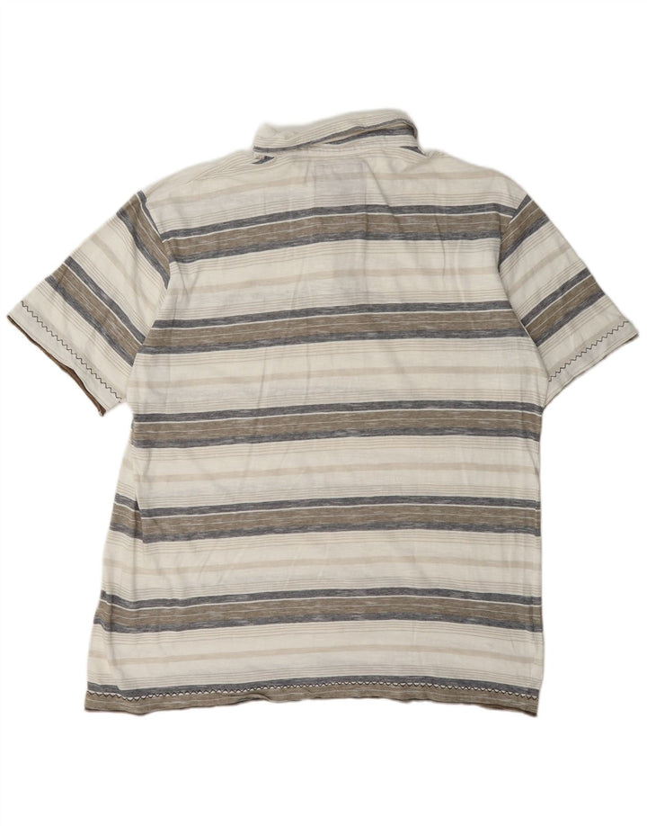 Camisa polo masculina Weird Fish XL de algodão listrado multicolorido