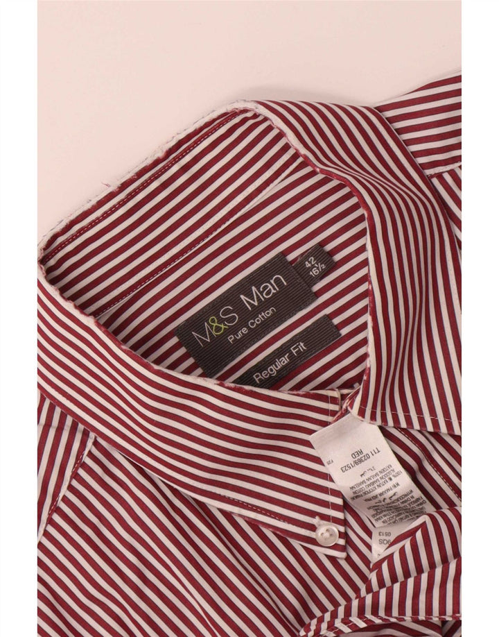 Camisa masculina de ajuste regular Marks & Spencer tamanho 42 16 1/2 listra vermelha grande
