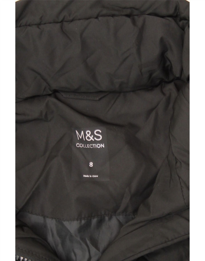Jaqueta feminina acolchoada com capuz Marks & Spencer Reino Unido 8 poliéster preto pequeno