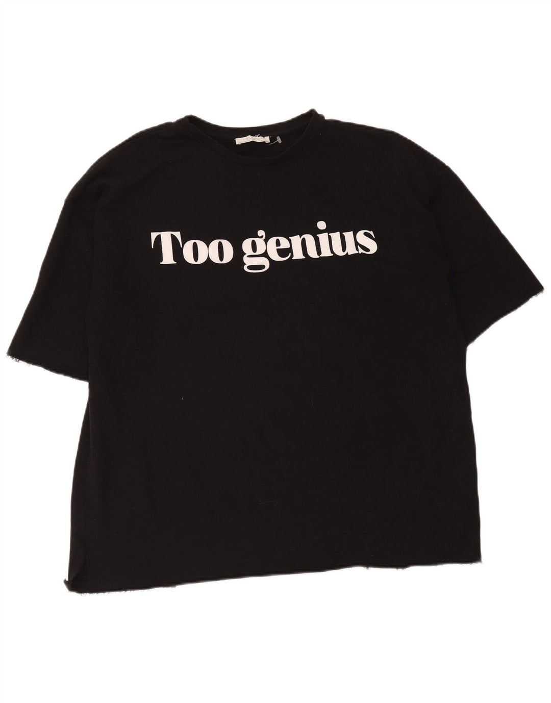Zara Womens Trafaluc Camiseta gráfica oversized Top Reino Unido 14 Médio Preto