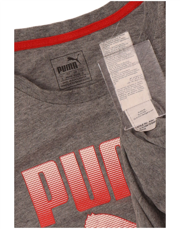 Camiseta masculina PUMA com estampa gráfica pequena de algodão cinza
