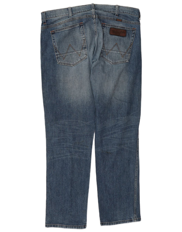 Wrangler Mens Greensboro Straight Jeans W36 L30 Azul Algodão