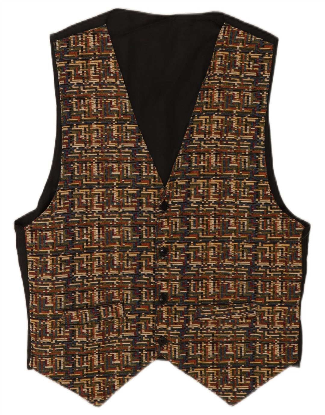 Colete masculino vintage grande poliéster geométrico marrom