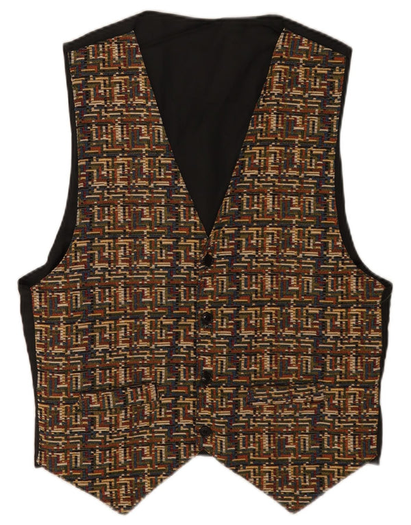 Colete masculino vintage grande poliéster geométrico marrom