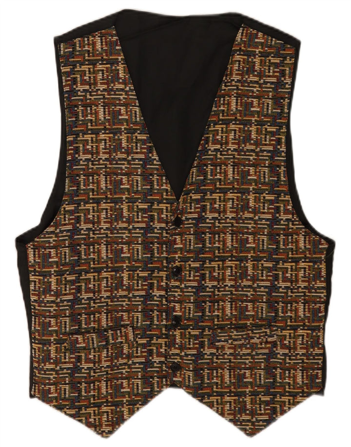 Colete masculino vintage grande poliéster geométrico marrom
