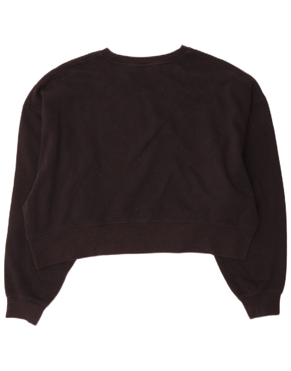 Suéter feminino Dkny cropped grande tamanho UK 10 algodão preto pequeno