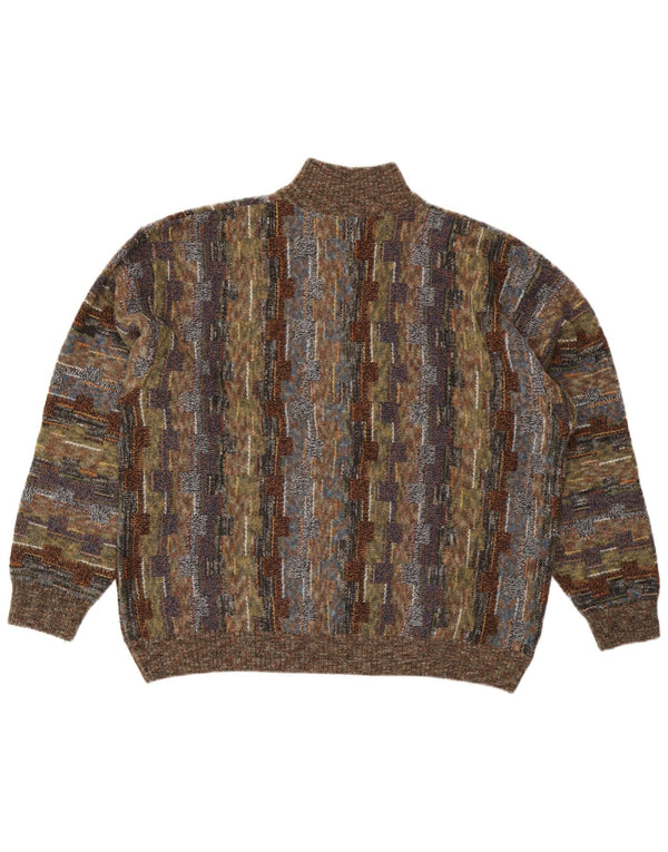 Suéter masculino College By Marcazzani com zíper e gola redonda IT 54 XL marrom geométrico