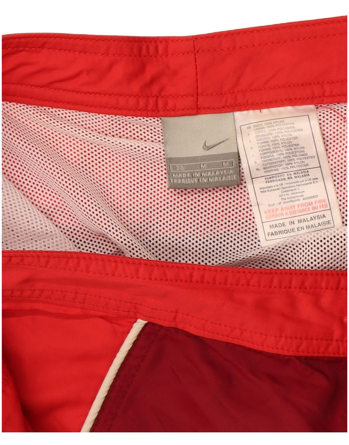 Shorts de natação masculinos Nike médio vermelho colorblock nylon