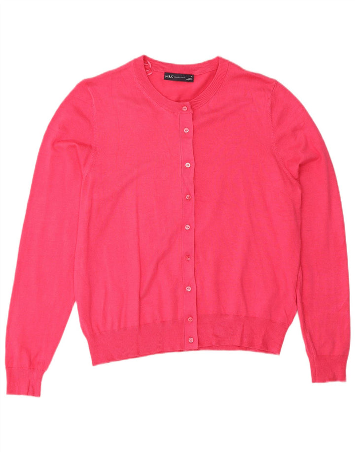 Suéter cardigã feminino Marks & Spencer UK 16 grande viscose rosa