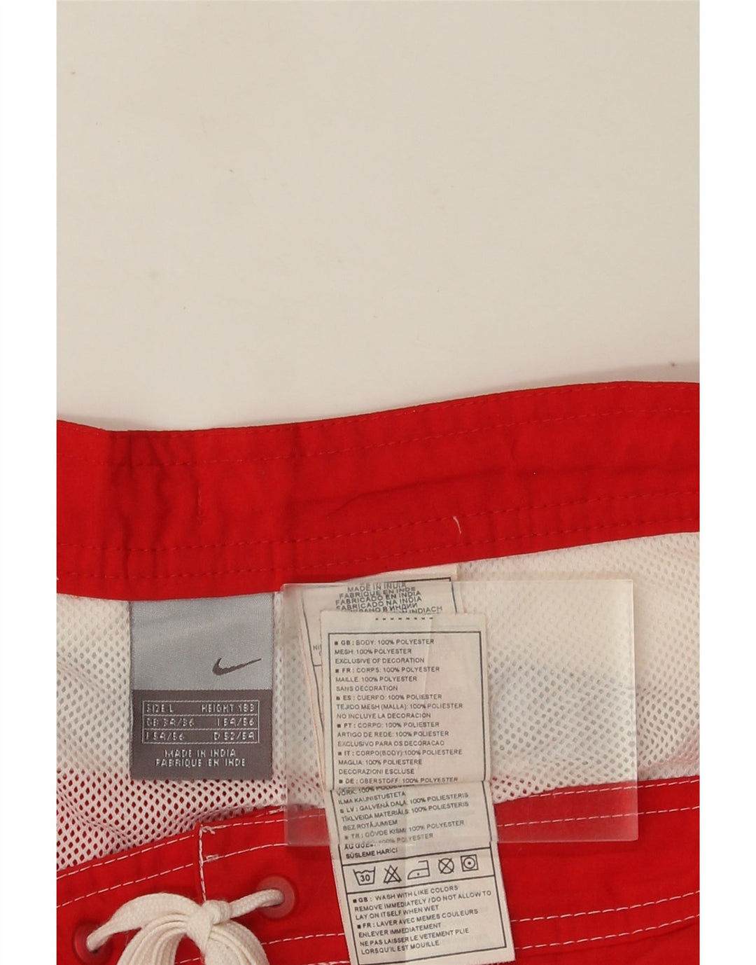 Shorts de natação masculinos Nike grande poliéster colorblock vermelho