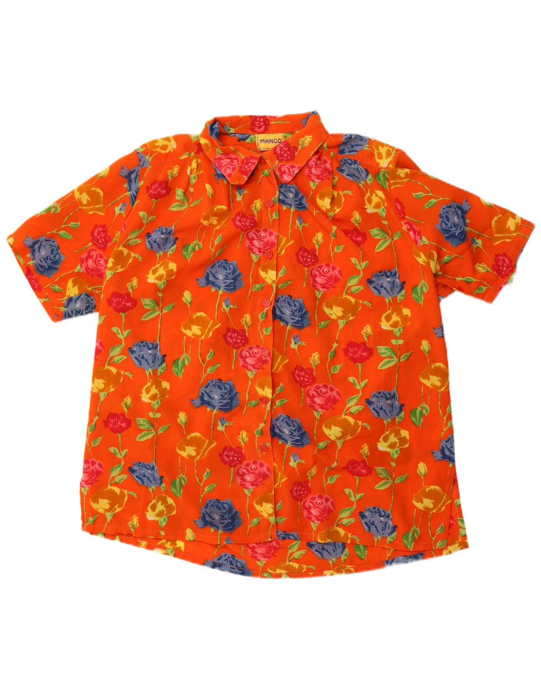 Blusa feminina manga curta grande manga curta Reino Unido 16 grande laranja floral