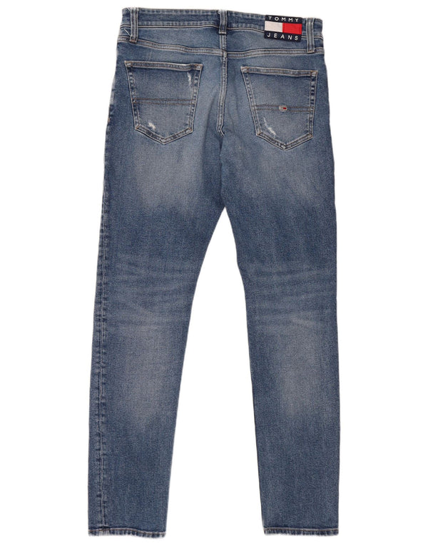 Tommy Hilfiger Masculino Distressed Slim Jeans W30 L34 Azul Algodão