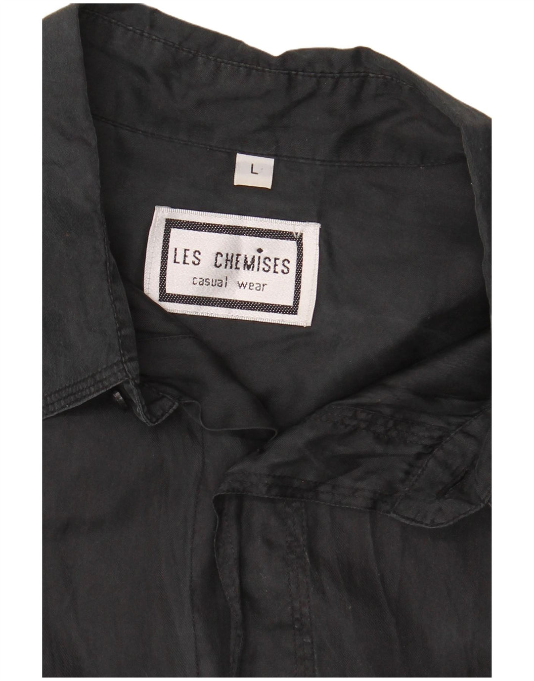 LES CHEMISES Mens Short Sleeve Shirt Large Black