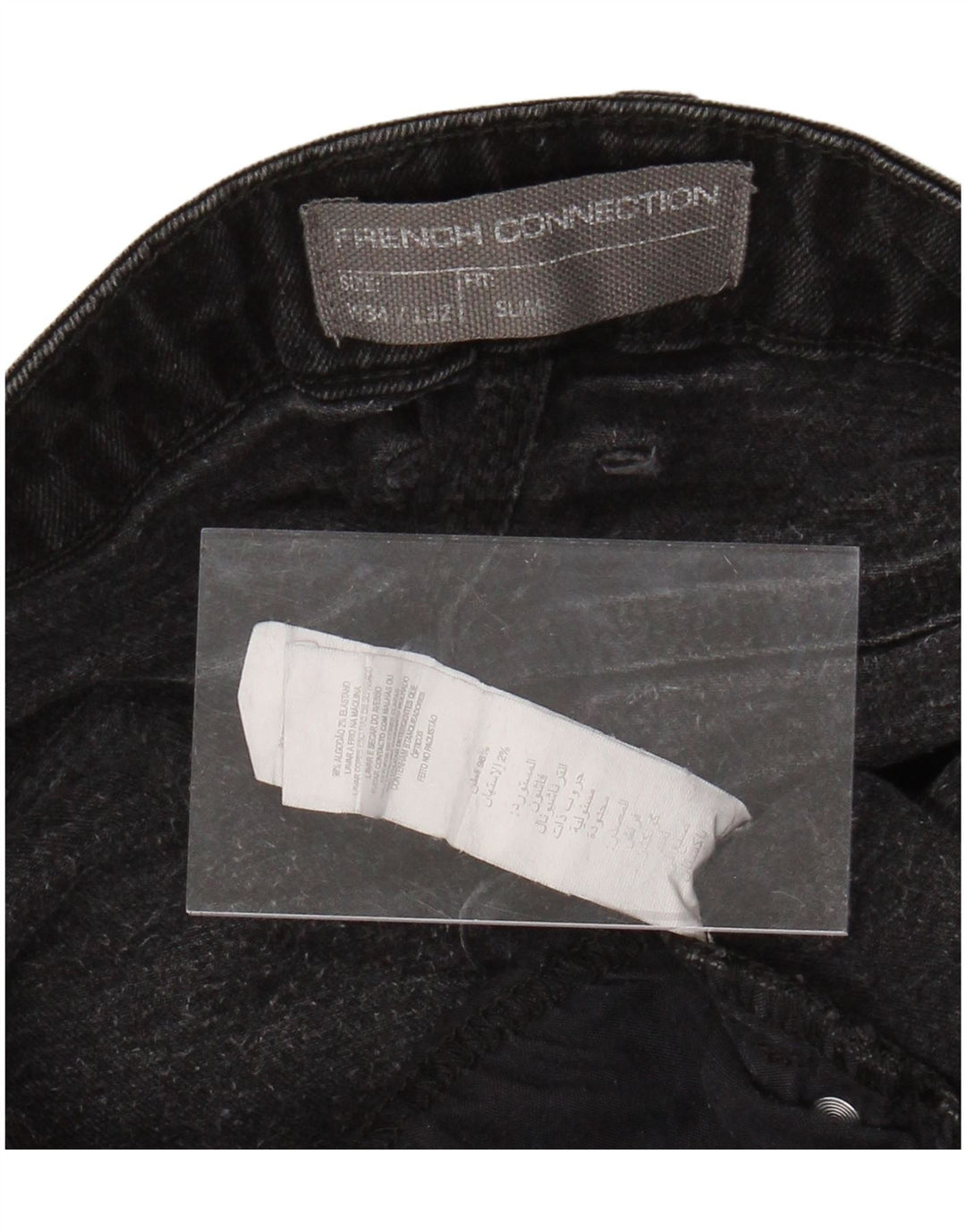 FRENCH CONNECTION Mens Jeans Slim W34 L29 Algodão Preto