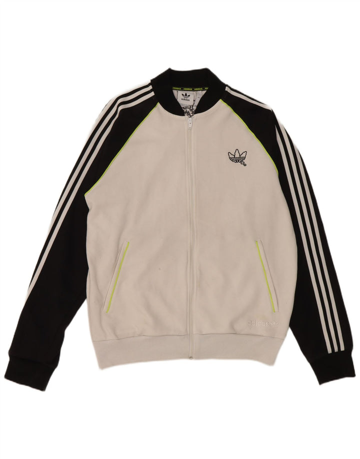 Adidas Mens Tracksuit Top Jacket Grande Branco Colorblock Poliéster