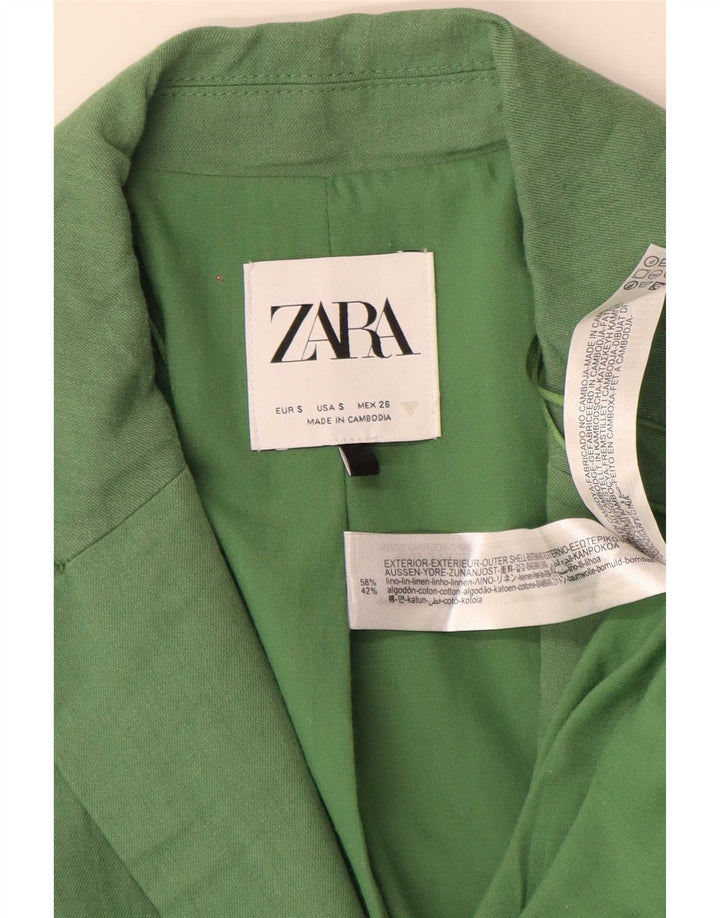Jaqueta blazer oversized Zara feminina com 2 botões Reino Unido 10 linho verde pequeno
