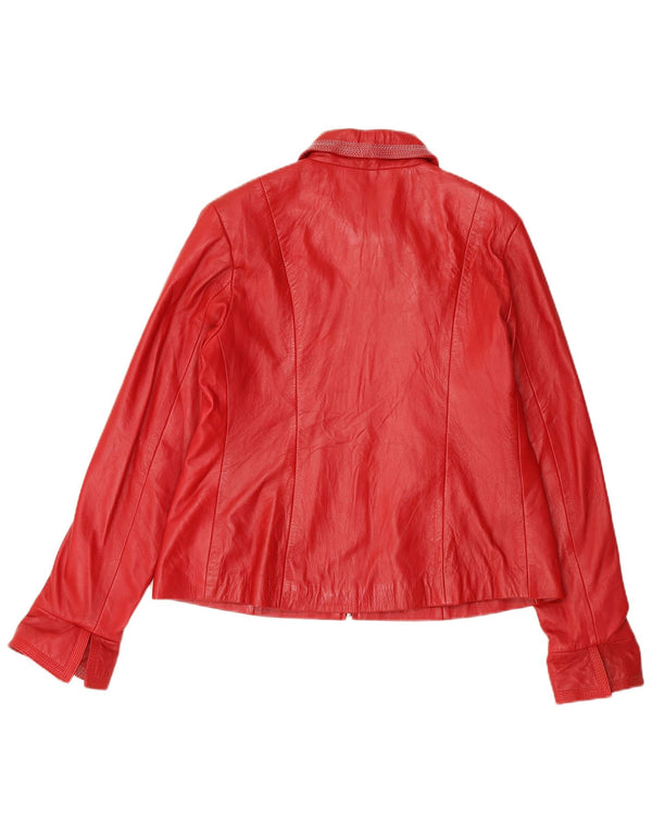 Jaqueta de couro feminina vintage UK 24 4XL vermelha