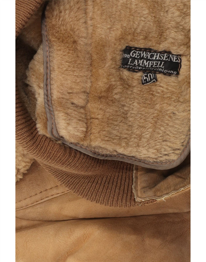 Jaqueta bomber masculina vintage Shearling UE 50 grande bege shearling