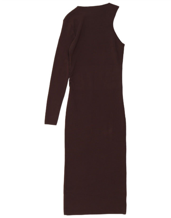 Vestido feminino Zara de um ombro Reino Unido 12 marrom médio