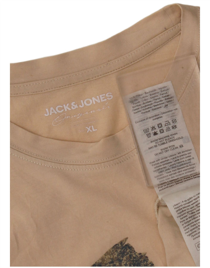 Camiseta masculina JACK & JONES com estampa gráfica XL algodão bege