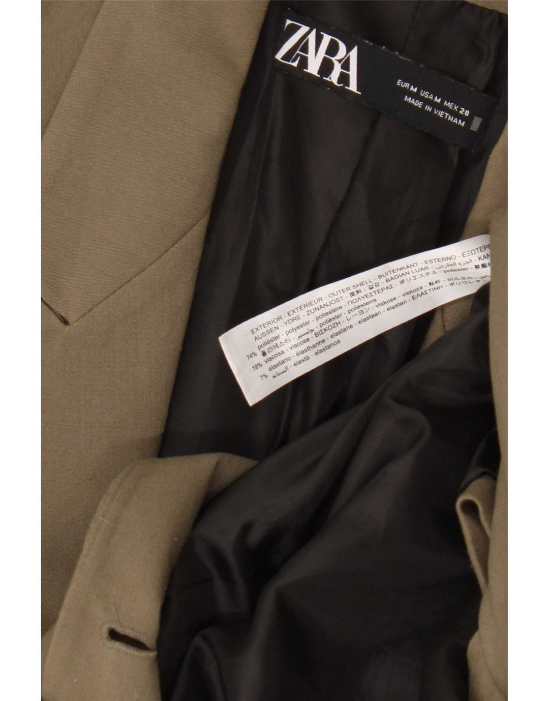 Jaqueta blazer feminina Zara com peito duplo Reino Unido 14 poliéster verde médio