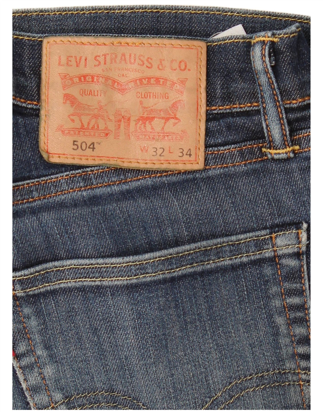 Levi's Masculino 504 Straight Jeans W32 L34 Azul Marinho Algodão