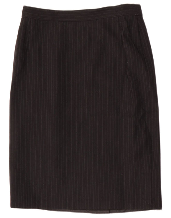 Saia lápis feminina de cintura alta Max & Co. Reino Unido 16 grande W28 risca de giz preta