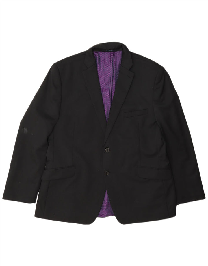 Jaqueta blazer masculina de 2 botões Ted Baker Reino Unido 40 grande lã preta