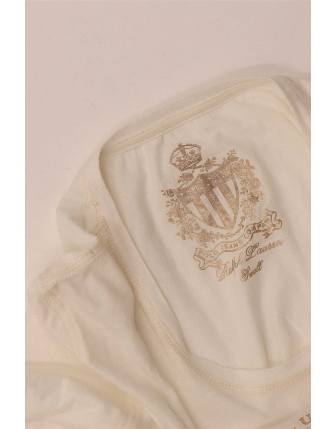 Ralph Lauren Top gráfico feminino manga comprida Reino Unido 8 pequeno branco